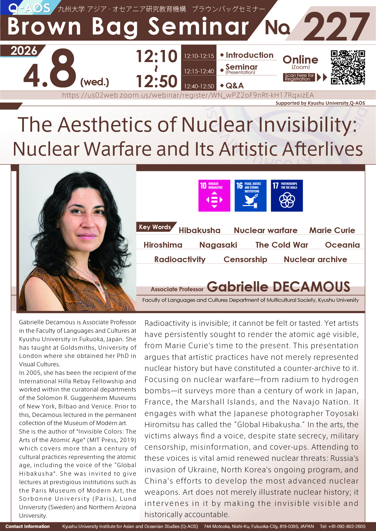 Q-AOS Brown Bag Seminar Series The 227th Seminar 