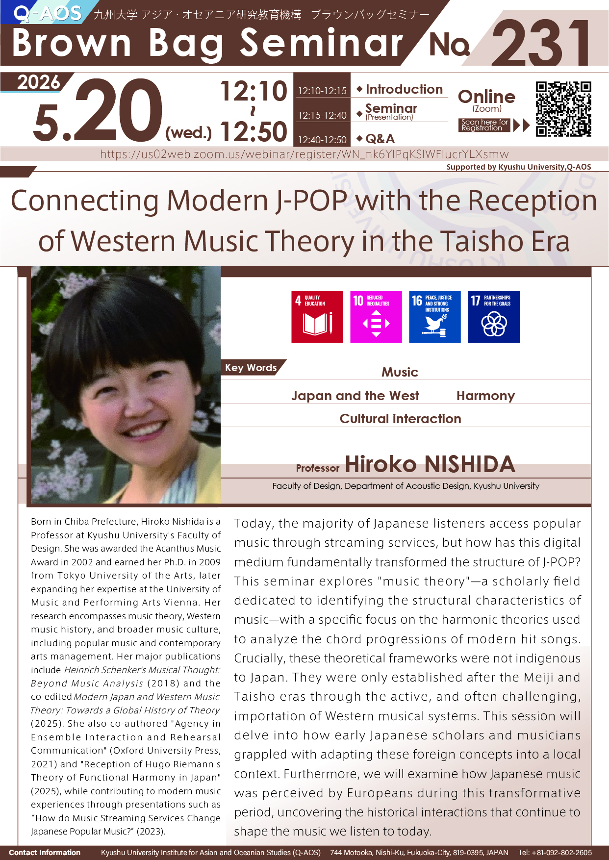 Q-AOS Brown Bag Seminar Series The 231st Seminar 